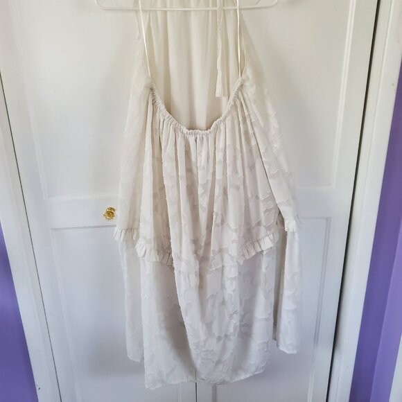 Women's Size 6 Strech Back Off White Halter Midi Dress By Lost Ink - Picture 6 of 9